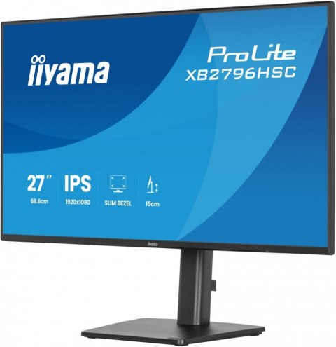 IIYAMA Monitor 27 cali XB2796HSC-B1 IPS,FHD,HDMI,USB-C (PD 65W),144Hz, 1xUSB 3.2 , 1xUSB-C, 2x2W, HAS 150/PIVOT/obrót stopy 360st