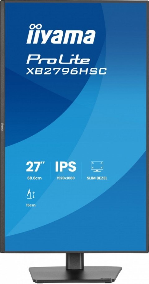 IIYAMA Monitor 27 cali XB2796HSC-B1 IPS,FHD,HDMI,USB-C (PD 65W),144Hz, 1xUSB 3.2 , 1xUSB-C, 2x2W, HAS 150/PIVOT/obrót stopy 360st