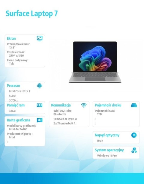 Microsoft Notebook Surface Lap7 EP2-21162 WinPRO i7/32GB/1TB/Integr/13.8'