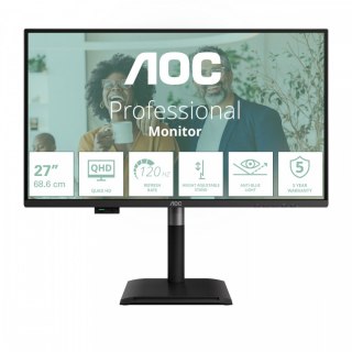 AOC Monitor Q27P4CV 27 cali IPS 120 Hz HDMI DP RJ45 USB-C Pivot Głośniki
