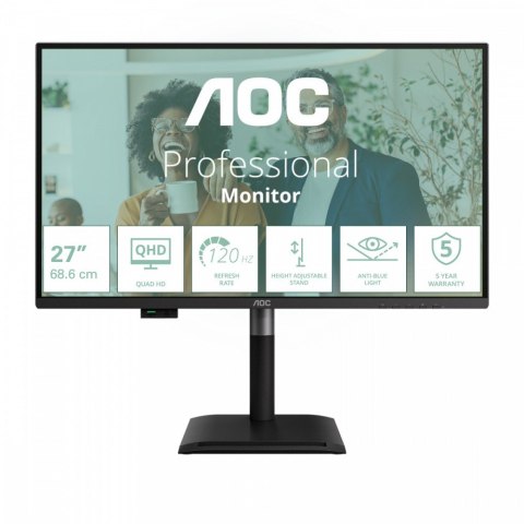 AOC Monitor Q27P4CV 27 cali IPS 120 Hz HDMI DP RJ45 USB-C Pivot Głośniki