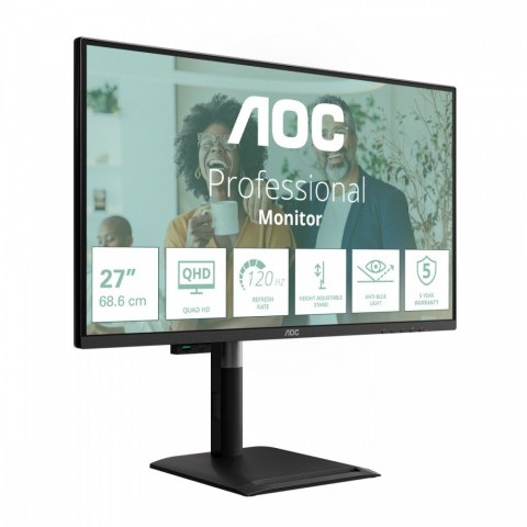 AOC Monitor Q27P4CV 27 cali IPS 120 Hz HDMI DP RJ45 USB-C Pivot Głośniki