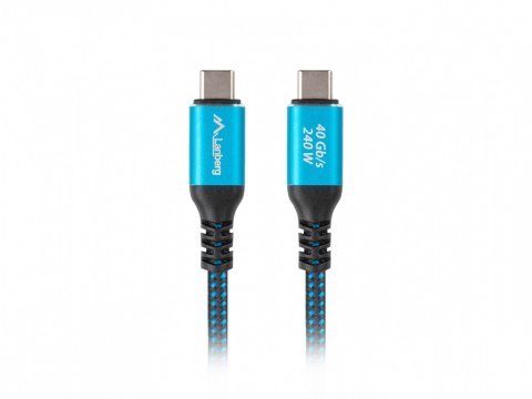 Lanberg Kabel USB-C M/M USB4 0,5m 240W 8K 60HZ czarno-niebieski