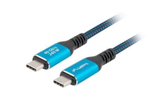 Lanberg Kabel USB-C M/M USB4 0,5m 240W 8K 60HZ czarno-niebieski