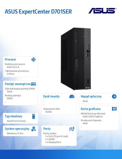Asus Komputer D701SER-514500221X i5-14500 16GB/512GB/W11 PRO
