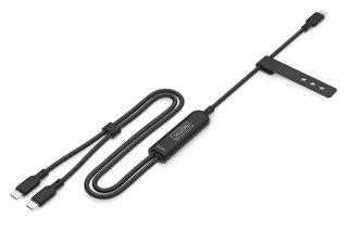 Digitus Kabel zasilający 2w1 USB-C - 2x USB-C, USB 2.0 140W PD 3.1, nylonowy, 1,8m czarny