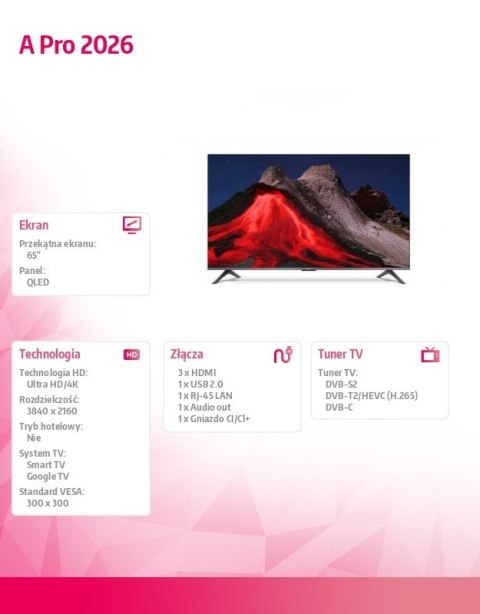 XIAOMI Telewizor TV A Pro 2026 65