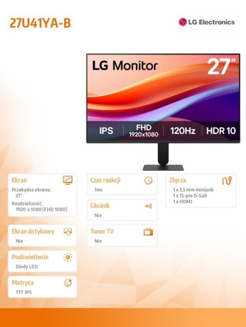 LG Electronics Monitor 27 cali 27U41YA-B