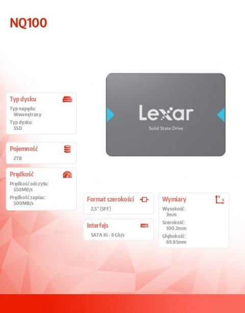 Lexar Dysk SSD NQ100 2TB SATA3 2.5 550/500MB/s
