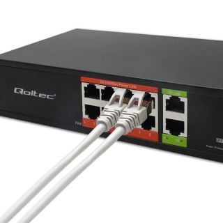 Qoltec Przełącznik sieciowy SWITCH FAST Ethernet PoE | 8x RJ45 | 2x RJ45 Uplink | 120W | 10/100 Mb/s