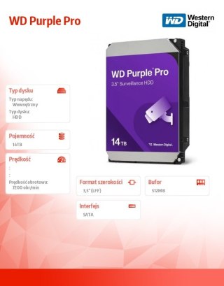 Western Digital Dysk HDD Purple Pro 14TB 3,5' WD142PURP