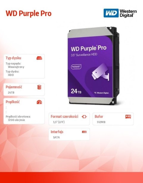 Western Digital Dysk HDD Purple Pro 24TB 3,5' WD241PURP
