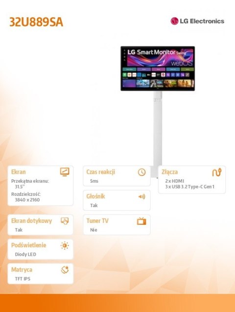 LG Electronics Monitor 32 cale 32U889SA