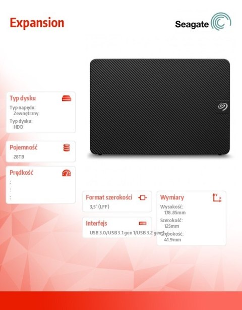 Seagate Dysk twardy Expansion 28TB 3.5 cala STKP28000400