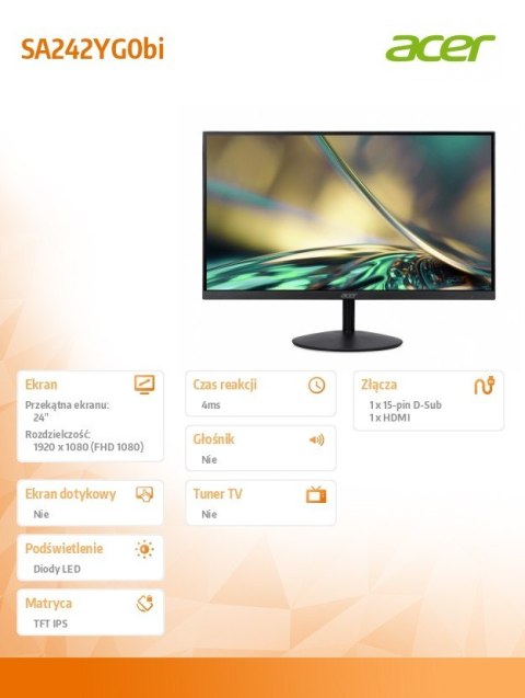 Acer Monitor 24 cale SA242YG0bi
