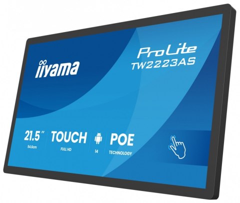 IIYAMA Monitor 21.5 cala ProLite TW2223AS-B3P POJ.10PKT.24/7,ANDROID14, 450 cd/m2, USB-C, 2x2W, RJ45, 3xUSB, iiSignage