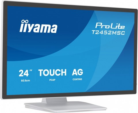 IIYAMA Monitor 24 cale T2452MSC-W1AG FHD,10PKT, POJ, IPS, HDMI, DP, 400cd, biały