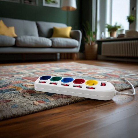 Maclean Listwa zasilająca 5 gniazd z włącznikami /multi MCE204 M/W