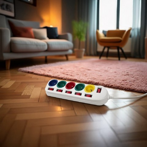 Maclean Listwa zasilająca 5 gniazd z włącznikami /multi MCE204 M/W