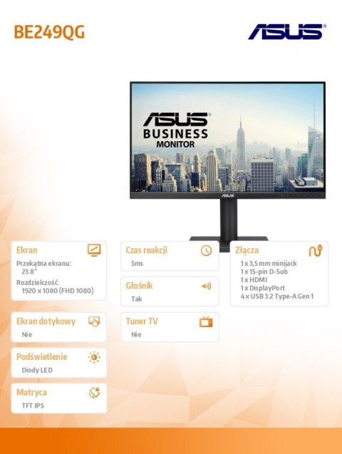 Asus Monitor 23.8 cala BE249QG IPS 120Hz HDMI DP 4XUSB