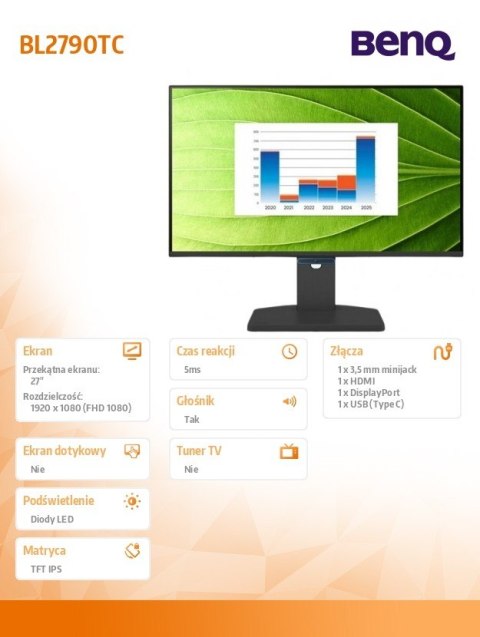 Benq Monitor 27 cali BL2790TC LED 5ms/IPS/HDMI/144Hz
