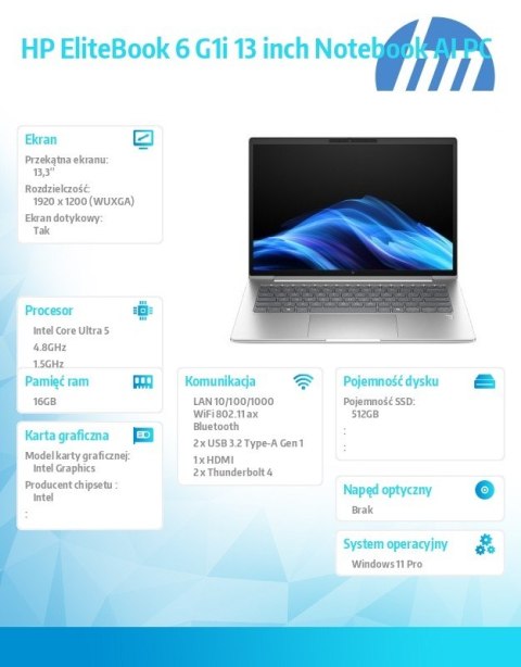 HP Inc. Notebook EliteBook 6 G1i U5-225U 512GB/16GB/W11P/13.3 C51H7ET