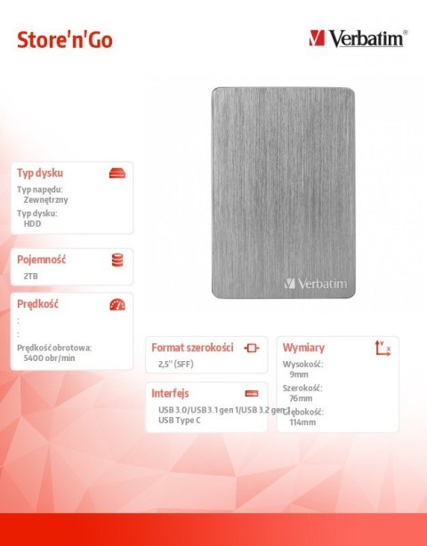 Verbatim Store n Go 2TB USB 3.0 Alu Slim 53665