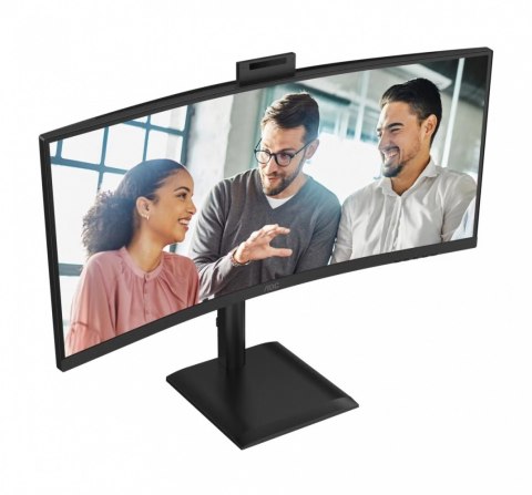 AOC Monitor 34 cale CU34E4CW Curved VA 120Hz HDMIx2 DP RJ45 USB-C HAS Kamera