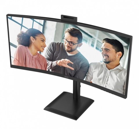 AOC Monitor 34 cale CU34E4CW Curved VA 120Hz HDMIx2 DP RJ45 USB-C HAS Kamera