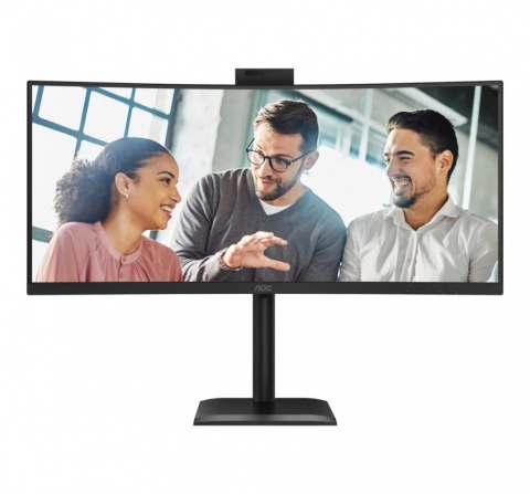 AOC Monitor 34 cale CU34E4CW Curved VA 120Hz HDMIx2 DP RJ45 USB-C HAS Kamera