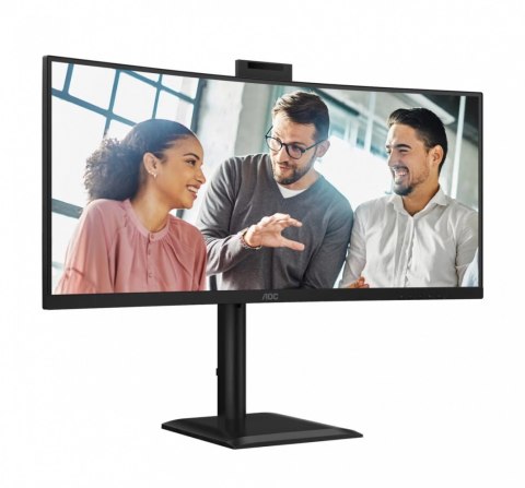 AOC Monitor 34 cale CU34E4CW Curved VA 120Hz HDMIx2 DP RJ45 USB-C HAS Kamera