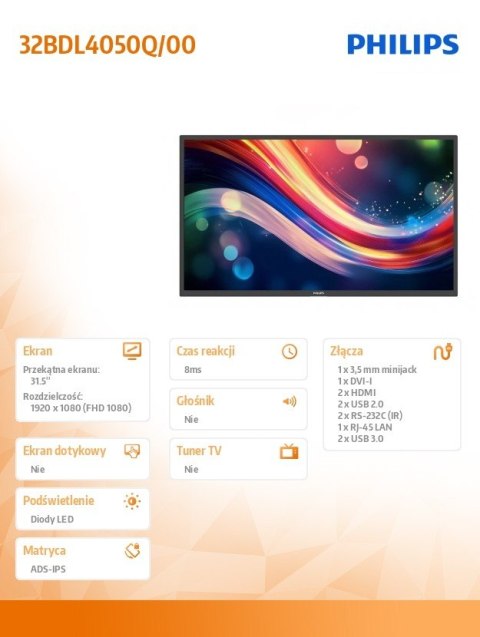Philips Monitor 32BDL4050Q 32'' Public Display