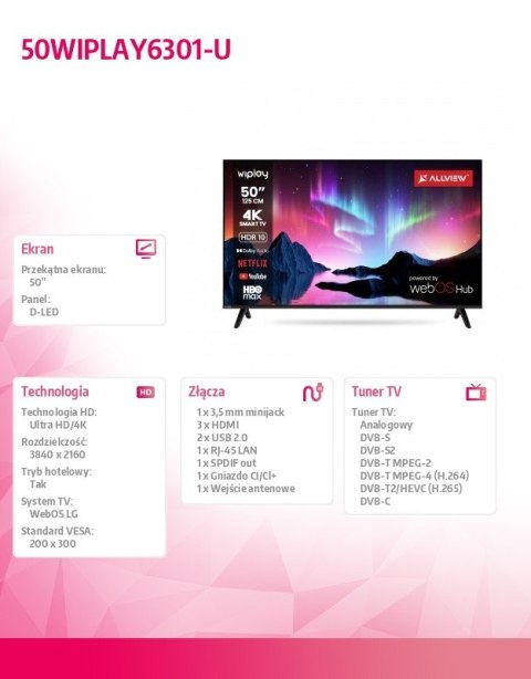 Allview Telewizor LED 50 cali 50WIPLAY6301-U