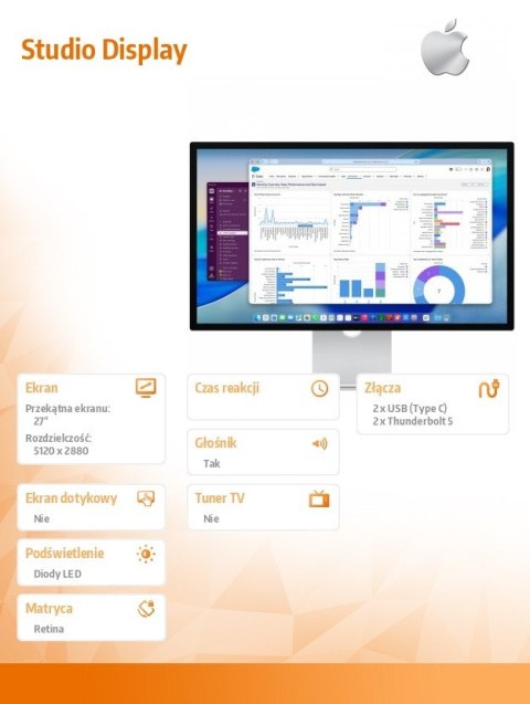 Apple Studio Display - Standard Glass - Uchwyt mocujący VESA. Bez podstawki