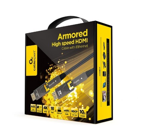 Gembird Aktywny kabel optyczny (AOC) High Speed HDMI D-A z Ethernetem AOC Armored Series, 10 m