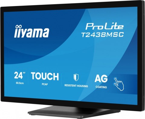 IIYAMA Monitor 24 cale T2438MSC-B2 IPS,FHD,DP,HDMI,2x2W,2xUSB,600(cd/m2), 10pkt.7H,IP1X(FRONT),PION/POZIOM
