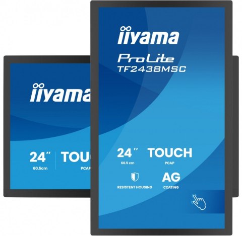 IIYAMA Monitor 24 cale TF2438MSC-B2 IPS,FHD,DP,HDMI,2x2W,2xUSB,600(cd/m2), 10pkt.7H,IP1X(FRONT),PION/POZIOM, 120Hz