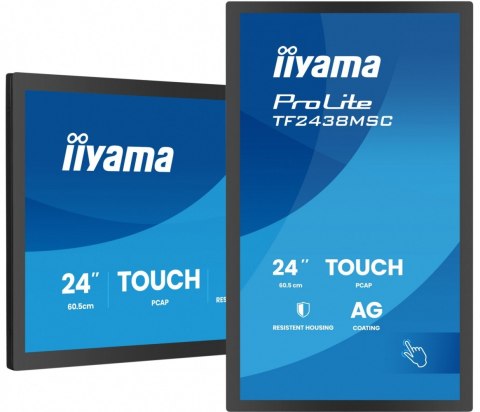 IIYAMA Monitor 24 cale TF2438MSC-B2 IPS,FHD,DP,HDMI,2x2W,2xUSB,600(cd/m2), 10pkt.7H,IP1X(FRONT),PION/POZIOM, 120Hz