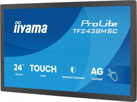 IIYAMA Monitor 24 cale TF2438MSC-B2 IPS,FHD,DP,HDMI,2x2W,2xUSB,600(cd/m2), 10pkt.7H,IP1X(FRONT),PION/POZIOM, 120Hz