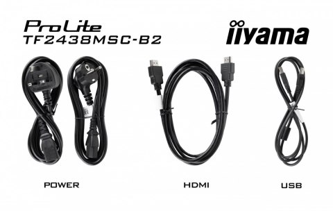 IIYAMA Monitor 24 cale TF2438MSC-B2 IPS,FHD,DP,HDMI,2x2W,2xUSB,600(cd/m2), 10pkt.7H,IP1X(FRONT),PION/POZIOM, 120Hz