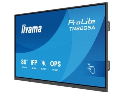 IIYAMA Monitor 86 cali TN8605A-B1AG IPS,4K,40pkt,500cd,nonOS,1200:1,5ms, DeepContrast-IR+, 1xVGA,2xHDMI,DP,USB-C(PD65W),2xRJ45,2x20W