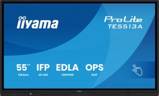 IIYAMA Monitor interaktywny 55 cali TE5513A-B2AG INFRARED,40pkt,IPS,4K,7H,500cd/m2, WiFi,USB, ANDROID 14, Google EDLA,2x20W, UCHWY