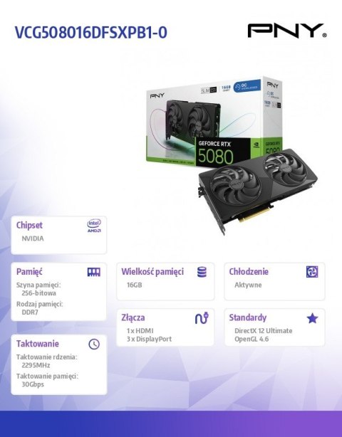 PNY Karta graficzna GeForce RTX 5080 16G OC