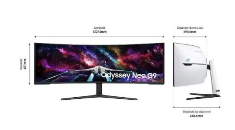 Samsung Samsung Monitor 57 cali G95NC VA 7680x2160 DUHD 32:9 3xHDMI 1xDP 2xUSB 3.0 KVM 1ms 240Hz HAS Gaming zakrzywiony 3Yd2d