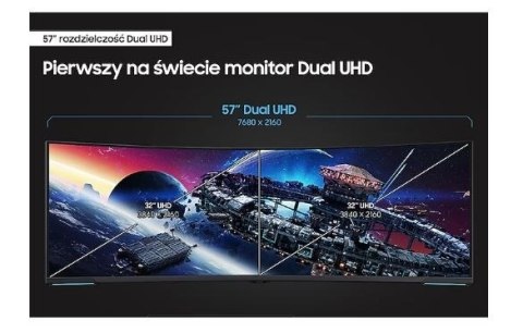 Samsung Samsung Monitor 57 cali G95NC VA 7680x2160 DUHD 32:9 3xHDMI 1xDP 2xUSB 3.0 KVM 1ms 240Hz HAS Gaming zakrzywiony 3Yd2d