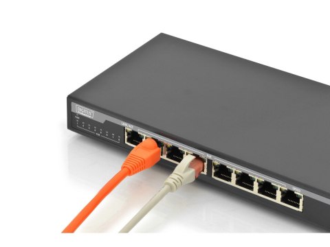 Digitus Switch Gigabit Desktop 8-portowy, 8x10/100/1000Mbps PoE+ af/at 135W, Metalowa obudowa