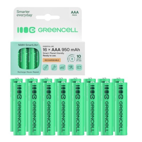 Green Cell Akumulatorki paluszki 16xAAA HR03 950mAh