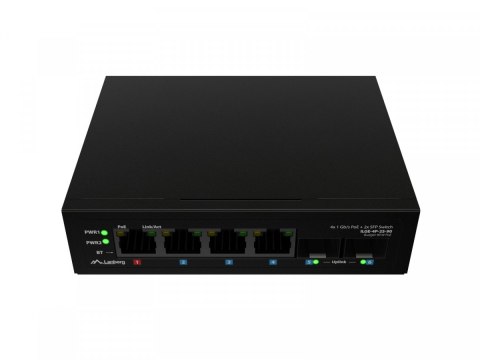 Lanberg Przełącznik ILGE-4P-2S-90 Light Industrial POE 1XBT 3XAT 2XSFP DIN Gigabit Ethernet