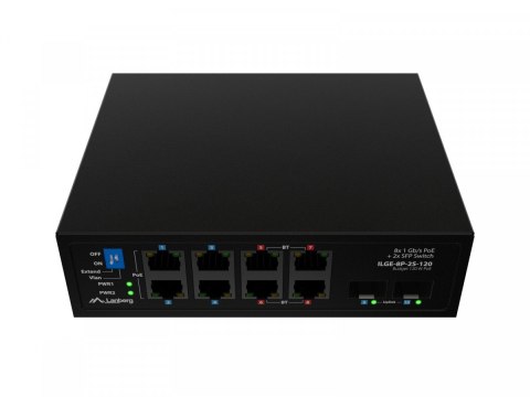 Lanberg Przełącznik ILGE-8P-2S-120 Light Industrial POE 4XBT 4XAT 2XSFP DIN Gigabait Ethernet