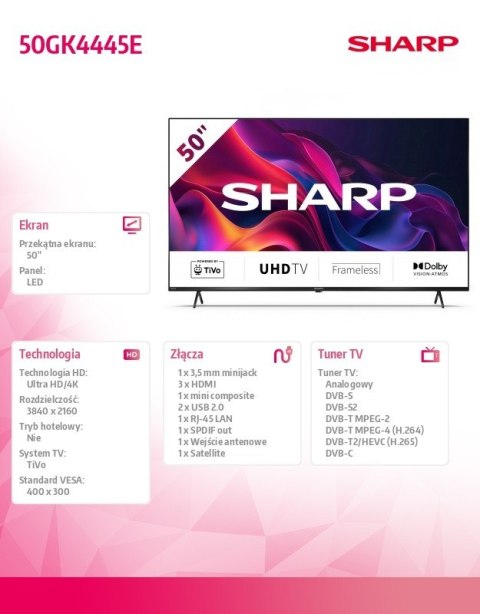 Sharp Telewizor 50 cali LED 50GK4445E